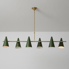 Modern Brass Linear Chandelier Olive Cone Mid Century Lighting Pendant Light for