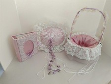Heirloom Bridal Wedding Set Ring Pillow FlowerGirl Basket Keepsake Album