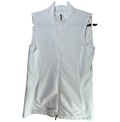 Greg Norman Shark Women s Full Zip Sleeveless Mock Neck Vest White Size S