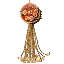 Vintage Pink Velvet Christmas Ornament Embellished with Roses Bling