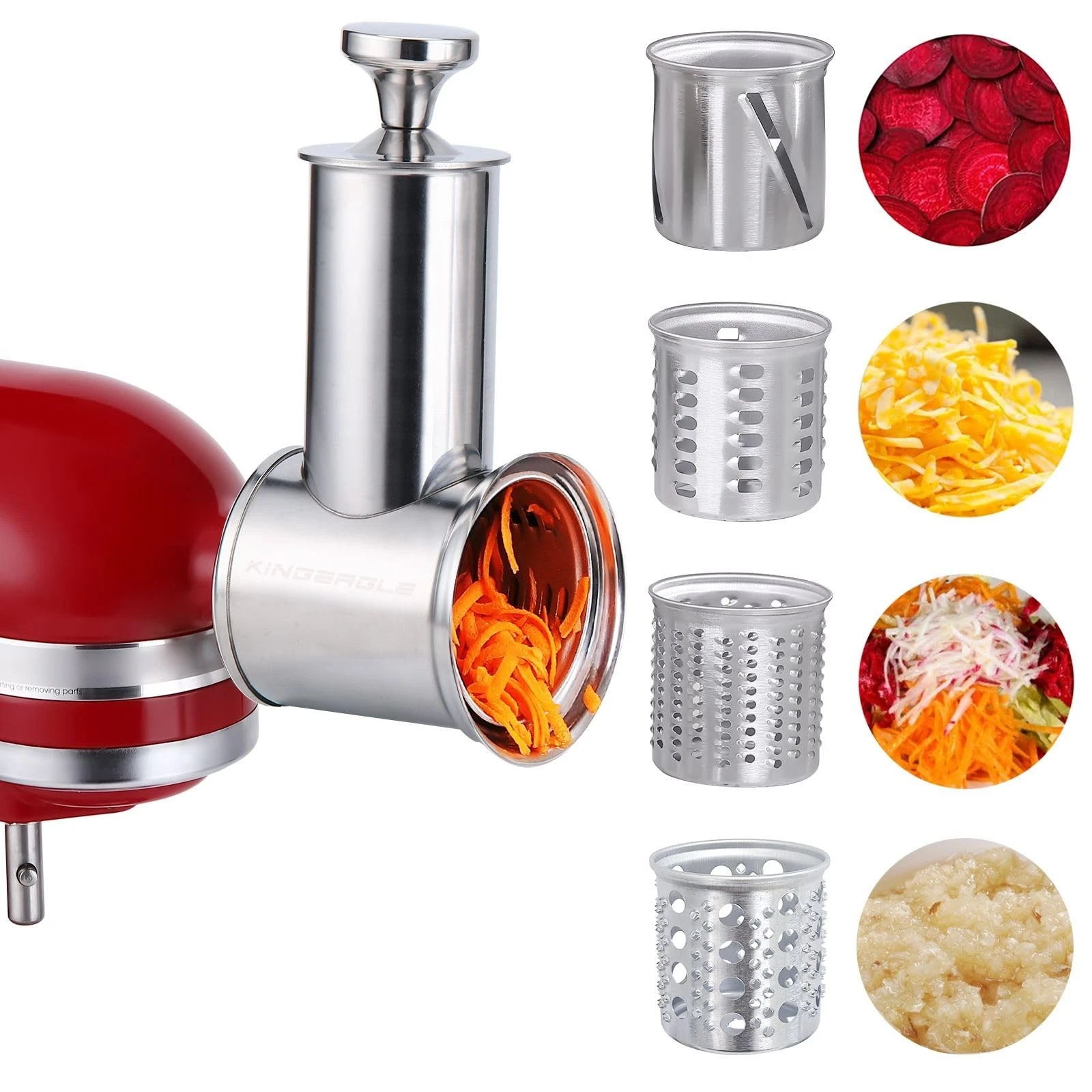 Large Stainless Steel Slicer Shredder Attachment for KitchenAid Mixers,Dishwa...