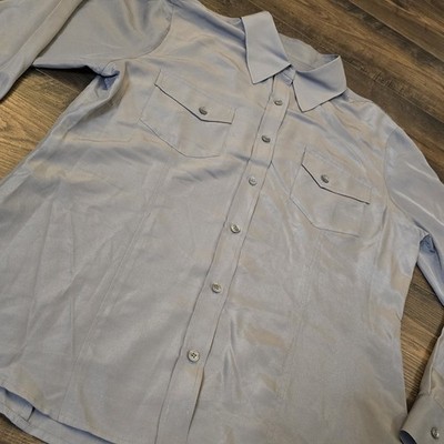 Pendleton Gray Button Up Gambler Shirt  Women s Sz 12 Pockets Suit Coordinate