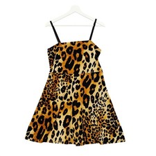 FOREVER 21 Leopard Velvet Spaghetti Strap Mini Dress Women 0X US 16 Baddie Party