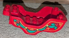 Lego Duplo Red Santa's Sleigh Sled Christmas Holly Ribbon Pattern from set 10837