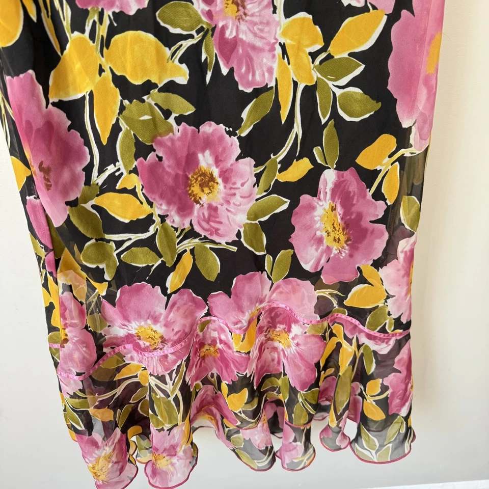 Vestido Y2k Babydoll Coqueta Lechera Negro Rosa Floral Capricho Gasa M LEER Foto 3 de 4