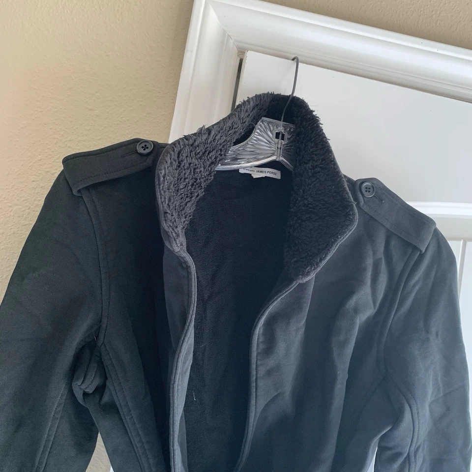 James Perse 1 Mujer Gris Sudadera Chaqueta Polar Cuello Corbata Cintura Cárdigan Foto 3 de 4