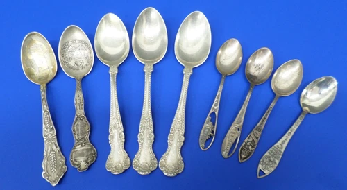 140 grams Antique STERLING Spoons Gorham Souvenir Mixed Lot SCRAP NOT SCRAP
