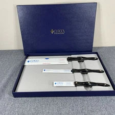 Cutco 3 Pc Knife set gift box 1827 Kitchen Classics 1720, 1721, 1728 Dark Brown