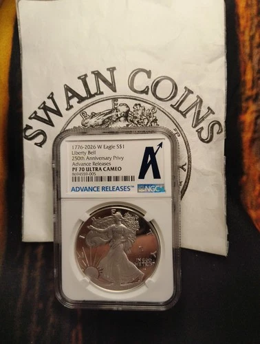 2026 W American SILVER EAGLE LIBERTY BELL  1776-2026 PF70 ADVANCE RELEASE E5-146