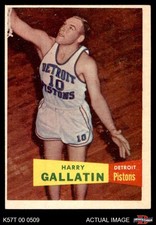 1957 Topps #62 Harry Gallatin Pistons DOUBLE-PRINT RC Truman St 4 - VG/EX