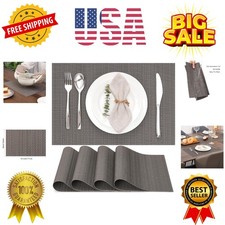 Placemats Set of 4, Vinyl Woven Placemats Place Mats Indoor Set of 4 Washable...