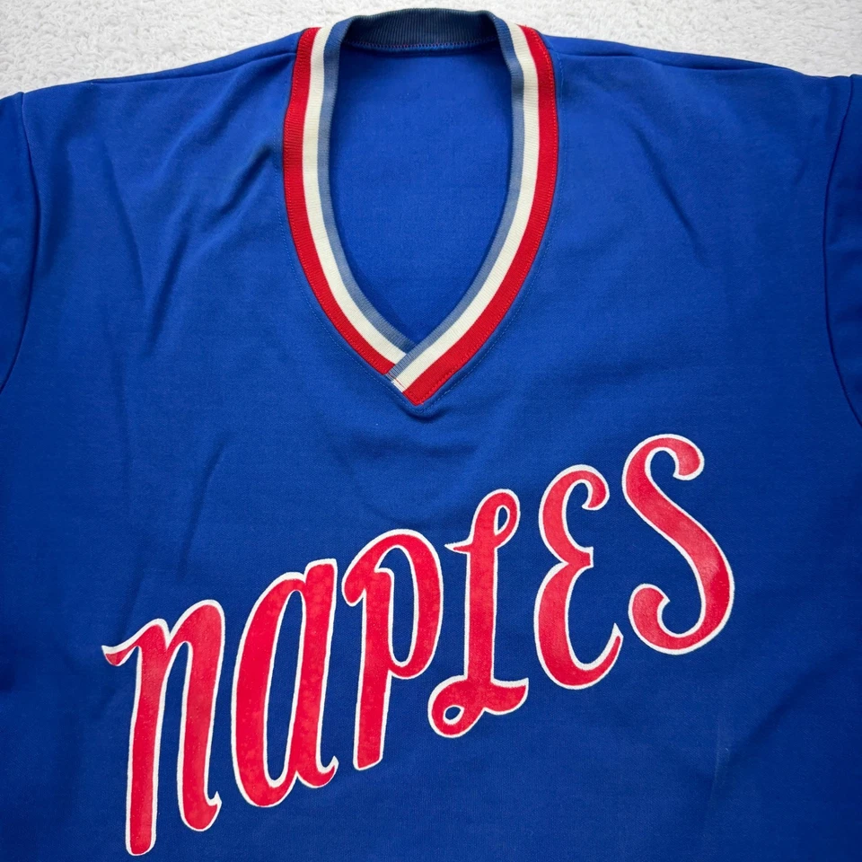 Camiseta de béisbol vintage 1960 Naples Champion Products para hombre talla L azul rojo Foto 2 de 4