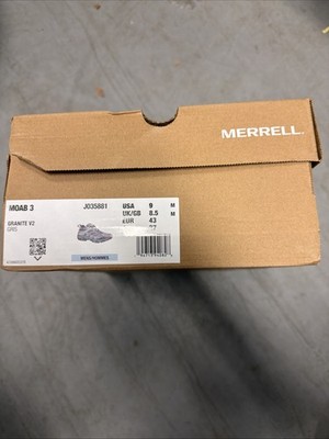 Merrell Men Moab 3 Granite V2 Gris - Size 9 - #0828
