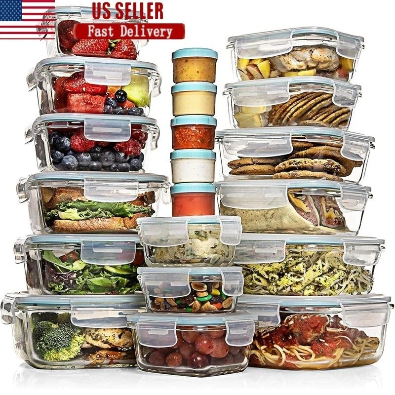 35 Piece Glass Food Storage Containers Set Airtight Lids Freezer Microwave Safe