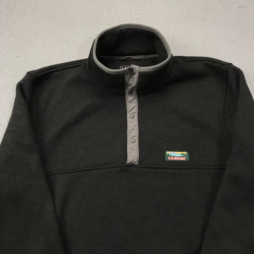 LL Bean Jacket Mens Large Gray Sweater Fleece Snap T Pullover Outdoor 298050 - Image 2 of 4