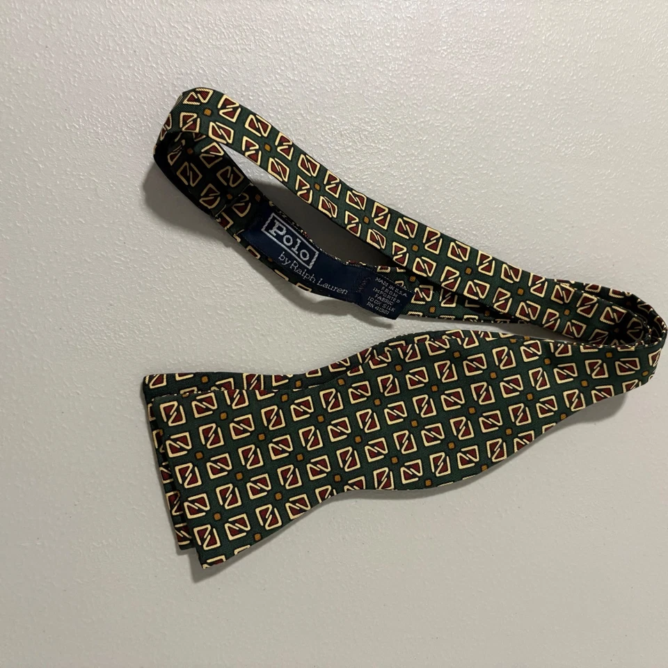 Polo de Ralph Lauren Pajarita Verde Patrón Geométrico Seda Ropa de Hombre Formal Foto 3 de 3