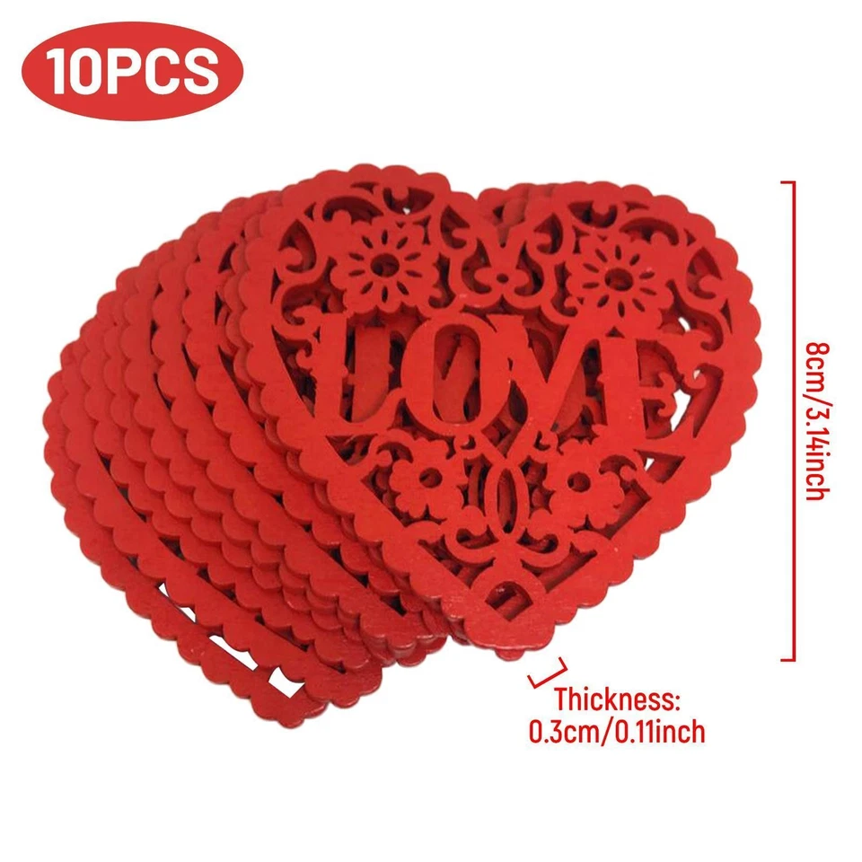 10 Pieces Heart Wooden Embellishments Wood Tags Heart - Image 2 of 4