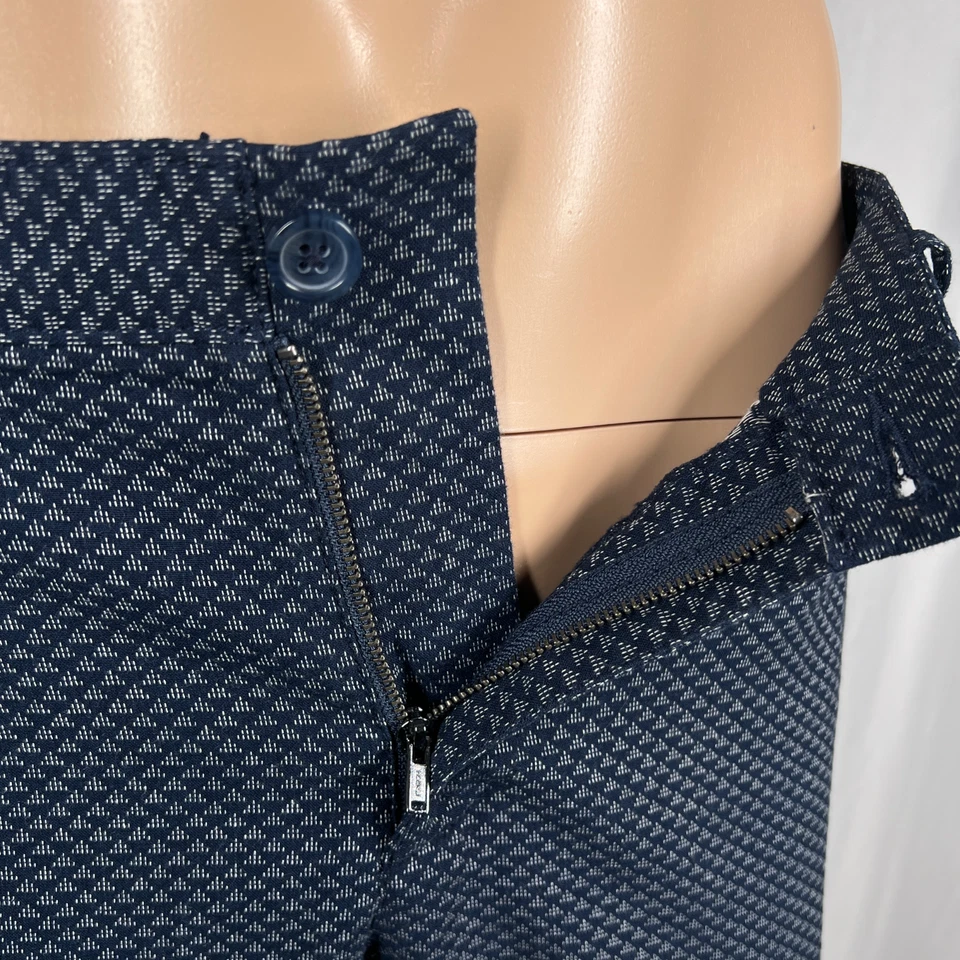 Original Penguin Men’s 32W Navy Blue Geometric Pattern Flat Front Chino Shorts - Image 2 of 4