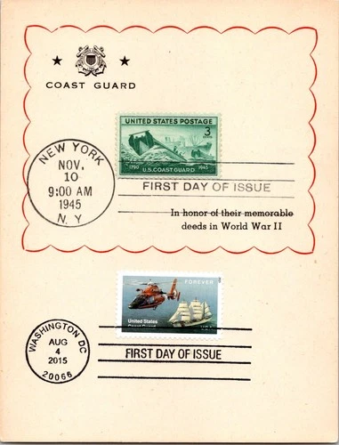 Dr Jim Stamps Maximum Card Us Coast Guard 3C Coast Guard Forever Pair Fdc
