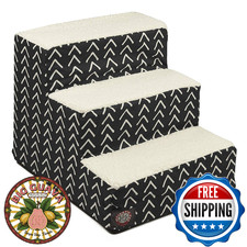 Majestic Pet 3 Step Portable Dog Stairs for Small Dogs to get on Bed Supports 25