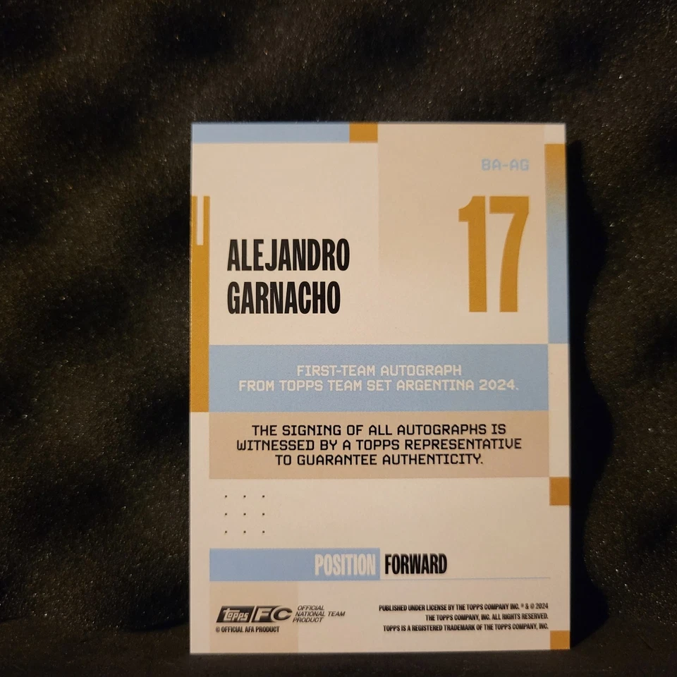 2024-25 Topps Argentina Team Set Alejandro Garnacho azul celeste automático /250 - Imagem 2 de 2