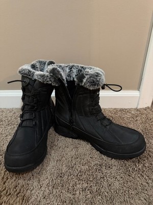 totes Fur Lined Women's 10 Black Ankle Zip Boot for Winter Rain and Snow