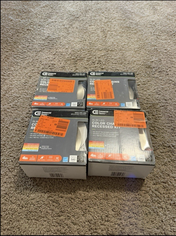 4X Commercial Electric Ultra Slim 4 in. Canless Recessed LED Kit Brushed Nickel