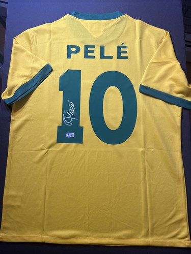 PELE SIGNED AUTOGRAPHED AUTO BRAZIL TEAM Soccer JERSEY BECKETT BAS COA - J13