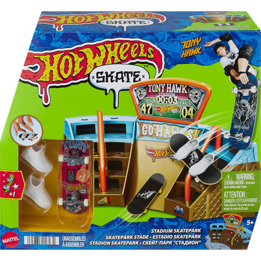 Hot Wheels Skate Stadium Skatepark Tony Hawk Playset New