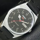 REFURBISHED VINTAGE SEIKO 5 AUTOMATIC 6309A JAPAN MENS BLACK WATCH a441317-1