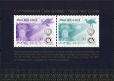 Papua New Guinea 2016. Commemorative Coins and Notes PNG (MNH OG **) S/Sheet