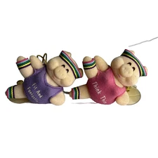 Vtg Workout Piggy’s “think Thin” & “fit Fantastic” w/ Suction Cup Hangers 80s