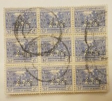 Burma Myanmar 1954 1. Jahrestag der Unabhängigkeit Freiheitsglocke #142 9er Block