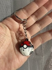 Battled Pokeball Keychain, Silver Keychain