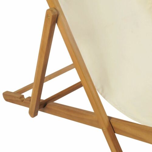 Liegestuhl Teak 56×105×96 Creme E4Q8 - Bild 3 von 12
