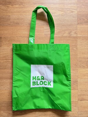 H & R Block Recyclable Grocery Bag Green Plastic Rain Clean New Tax Rare HTF