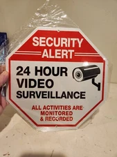 Home Security Alert 24 Hour Video Surveillance Camera Metal Sign 10x10 Pk Of 2
