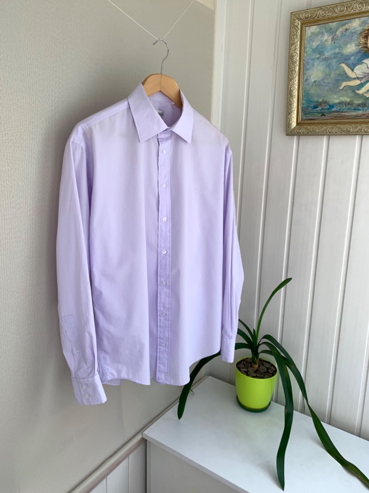 Camicia vintage Yves Saint Laurent a maniche lunghe con bottoni viola chiaro taglia L