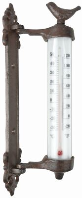 Rustikales Wandthermometer Vogel Gusseisen verziert Innen Außen Garten 27cm Dekor