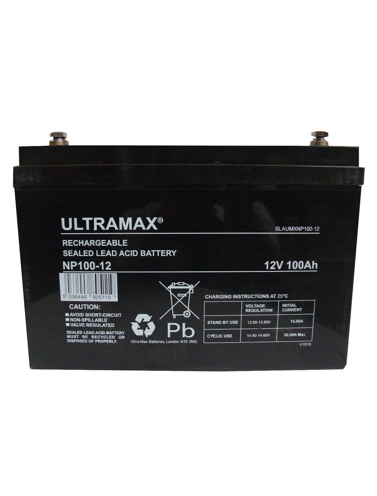 Ultramax NP100-12 12V 100Ah Battery Front View