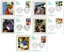 3312/6+ FDC  5 ENVELOPPES 1er JOUR CEF   LE SIECLE AU FIL DU TIMBRE  LE SPORT