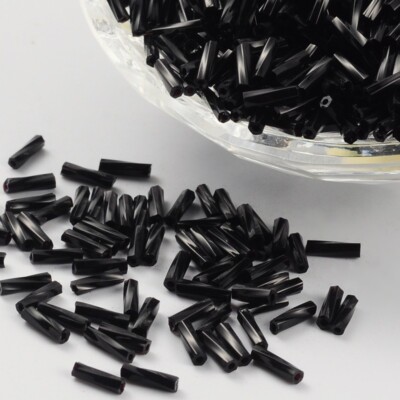 20g Glass Twist Bugles Beads Black Tube Beads for Jewelry Making