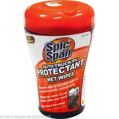 4 pieces SPIC AND SPAN Auto Truck RV Protectant WET WIPES 25 count each