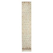 2'7"x20'7" Egret White Silk and Wool Hand Knotted Rajasthan XL Runner Rug R75367