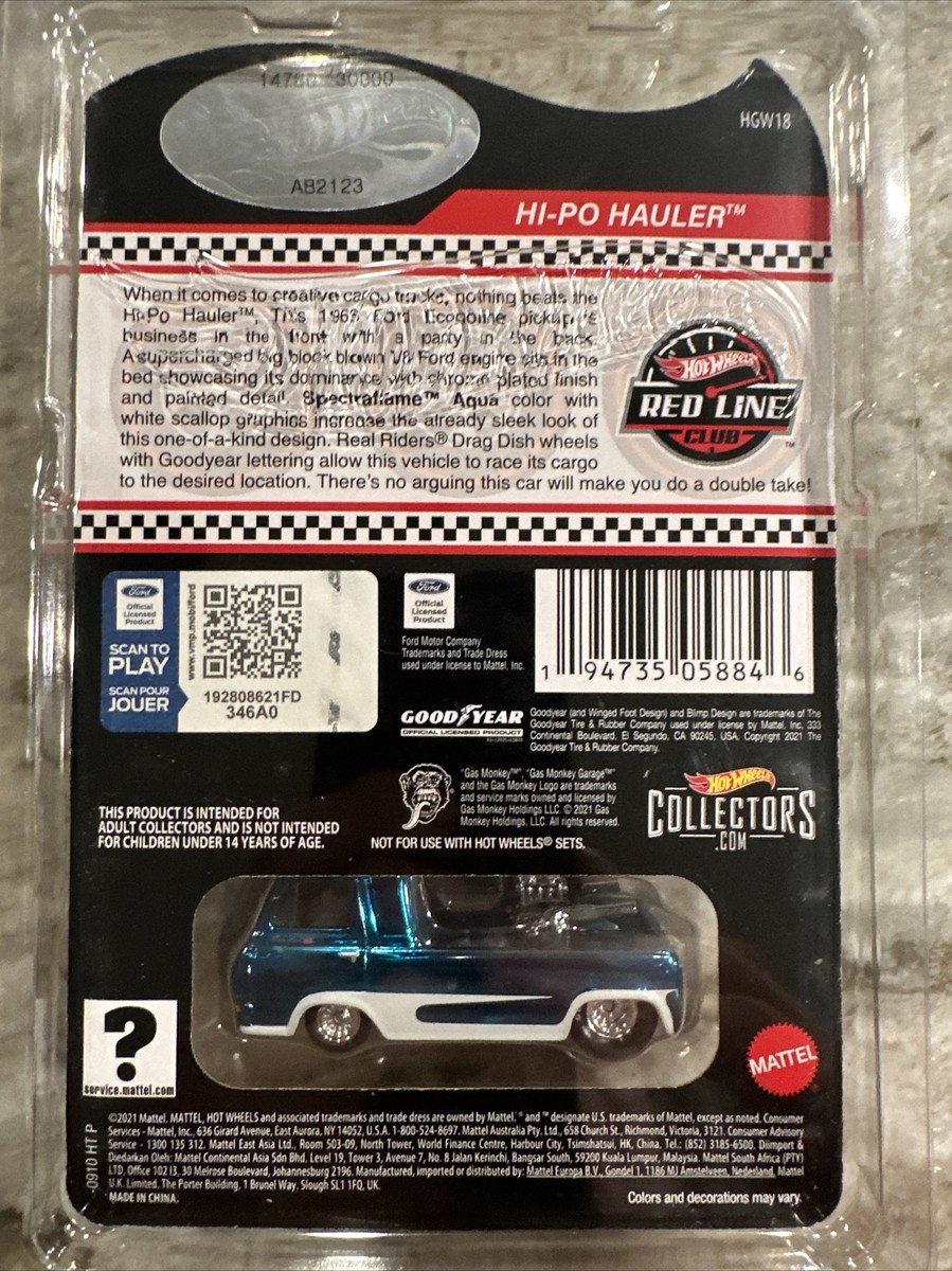 Hot Wheels 2022 RLC Exclusive Hi-Po HAULER Spectra flame Aqua