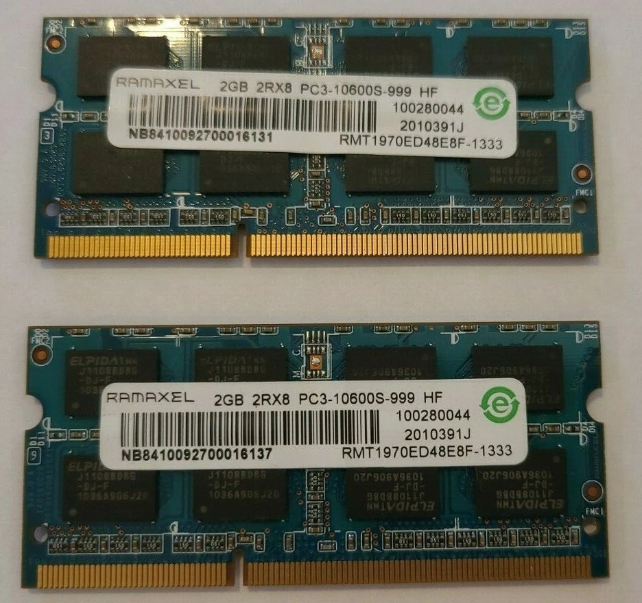 Ramaxel 4GB (2x2GB) PC3-10600 DDR3 SODIMM Laptop Memory RAM RMT1970ED48E8F-1333 - Image 2 of 2