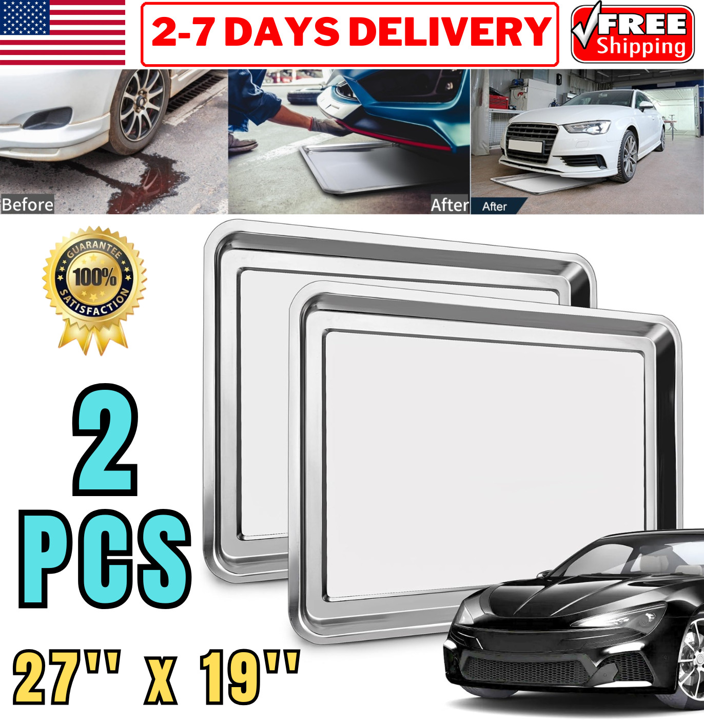 Auto Oil Drip Pan Stainless Steel Under Car Oil Catch Drain Tray Oil Change Pan