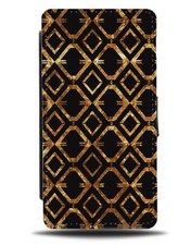 Gold and Black Diamond Geometric Print Flip Wallet Case Shapes Design E867 