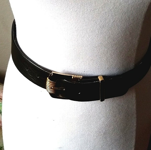 ST JOHN Black  Leather Enamel Belt ST JOHN Black Leather Enamel Belt main image 4