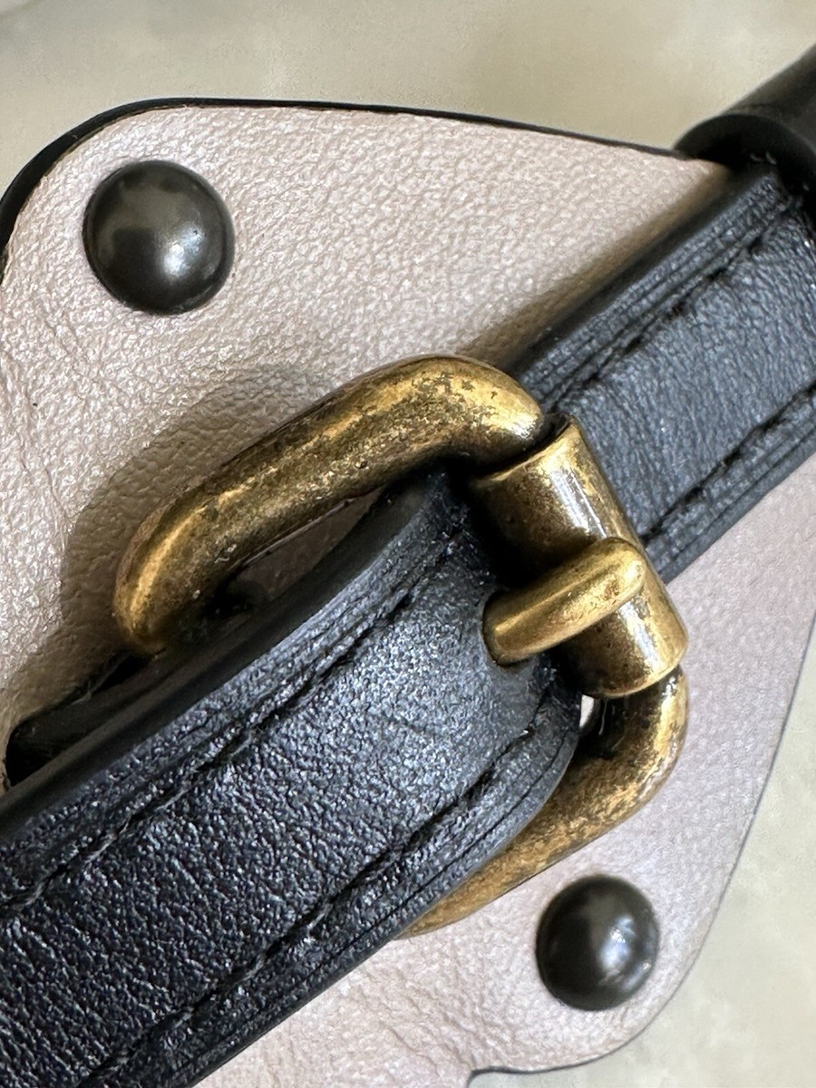 Coach scalloped Studded Leather bag Strap in Taupe & Black reversible Coach Leather Strap In Handbag Accessories for sale | eBay main image 4